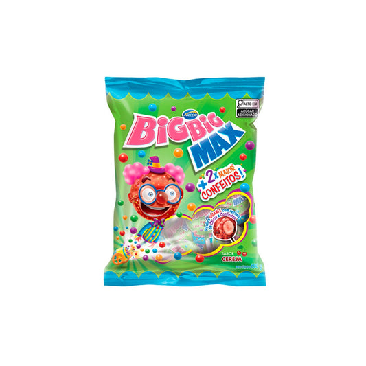 Pirulito Chicle Big Big Max Cereja 600g sobre fundo branco
