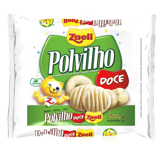 Polvilho Doce Zaeli 500g sobre fundo branco