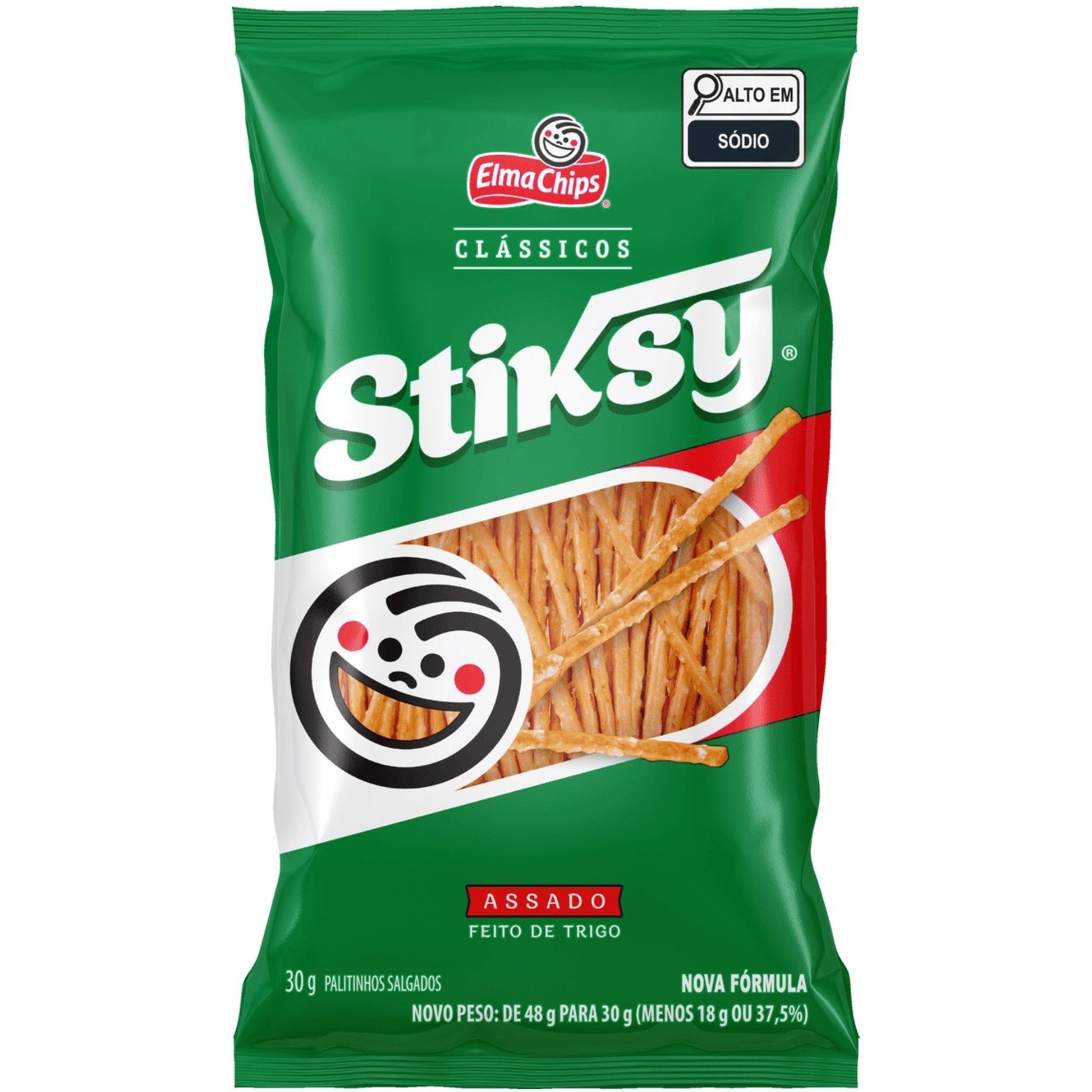 Salgadinho Stiksy Palito Elma Chips 30g sobre fundo branco