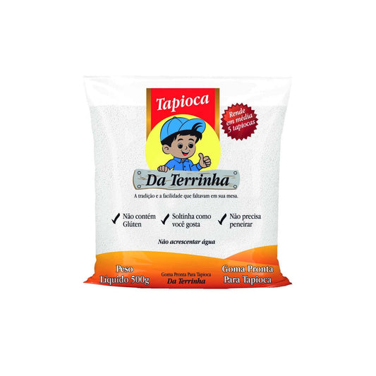 Tapioca Hidratada Da Terrinha 500g sobre fundo branco